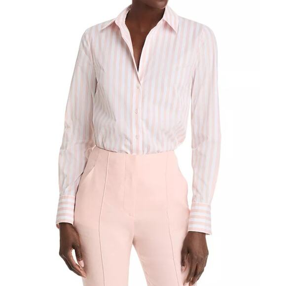 Veronica Beard Amelia Shirt Pink Shell/White Striped Button Down Size 2 NEW NWT! - Picture 1 of 7
